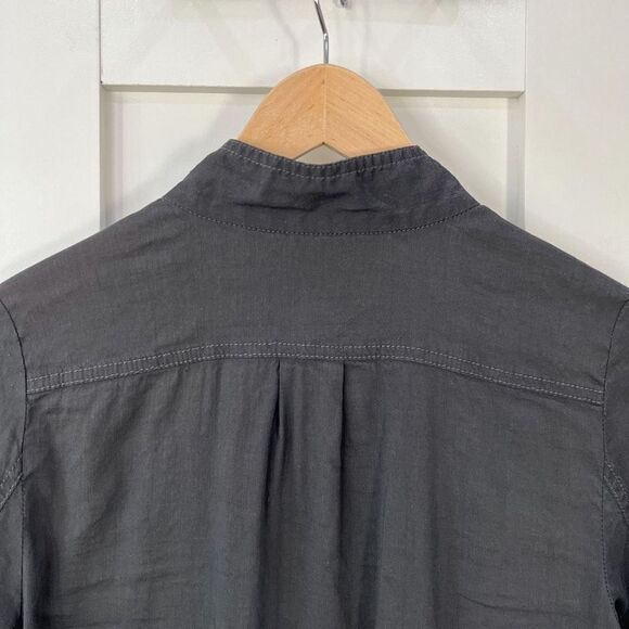Eileen Fisher Womens Small Black Casual Button Down Shirt Top Linen Italian Yarn - Picture 7 of 12